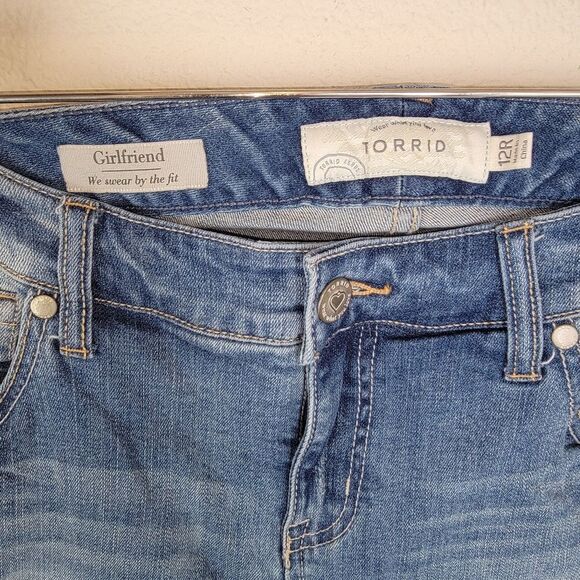 Torrid Ripped High Rise Ankle Denim Jeans Size 12 12R - Picture 3 of 5